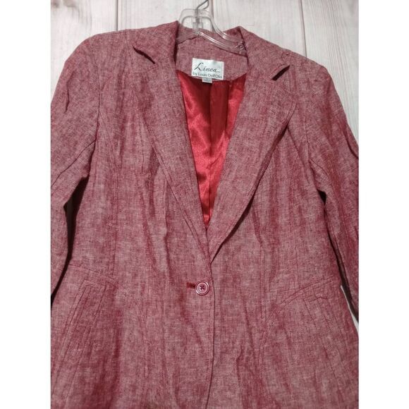 Linea Blazer Ladies Small Red Linen Blend - Picture 3 of 7